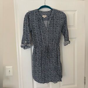 Elegant Loft Blue and White Patterned Dress